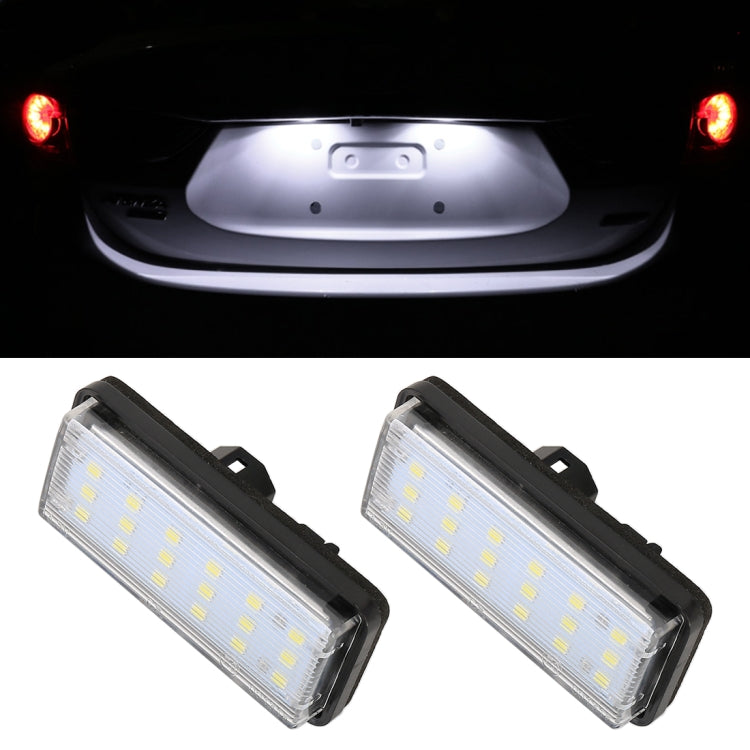 2 PCS DC12V / 1.5W/ 6000K / 100LM Car LED License Plate Light 18LEDs SMD-3528 Lamps for Lexus, For Lexus