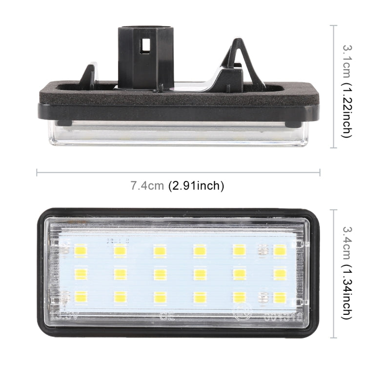 2 PCS DC12V / 1.5W/ 6000K / 100LM Car LED License Plate Light 18LEDs SMD-3528 Lamps for Lexus, For Lexus