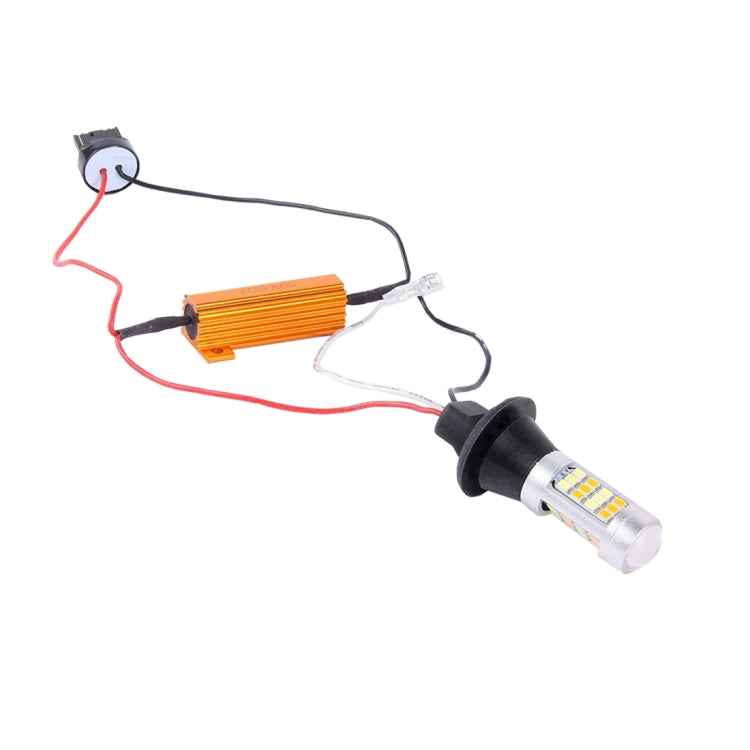 2 PCS T20/7440 10W 1000 LM 6000K White + Yellow Light DRL&Turn Light with 42 SMD-2835-LED Lamp,DC 12-24V