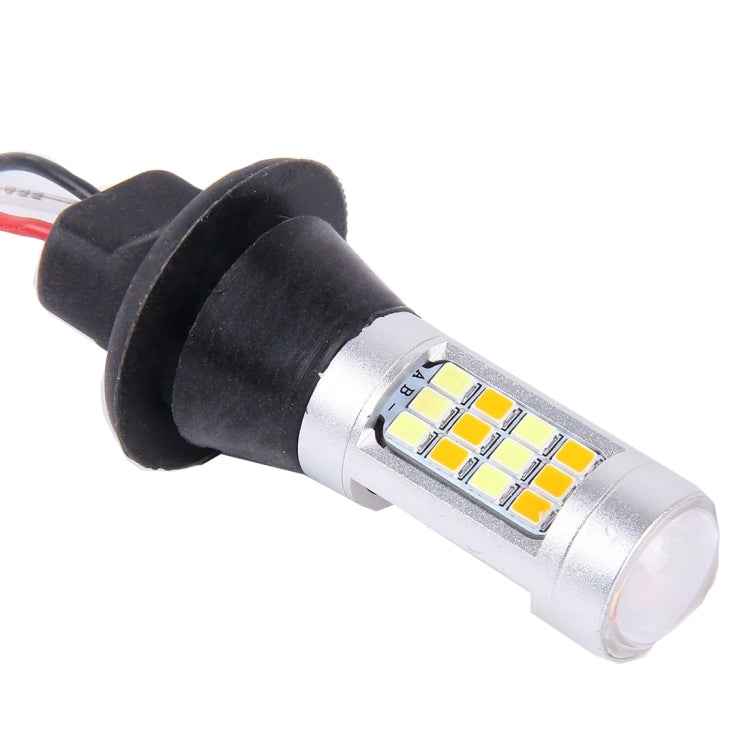 2 PCS T20/7440 10W 1000 LM 6000K White + Yellow Light DRL&Turn Light with 42 SMD-2835-LED Lamp,DC 12-24V