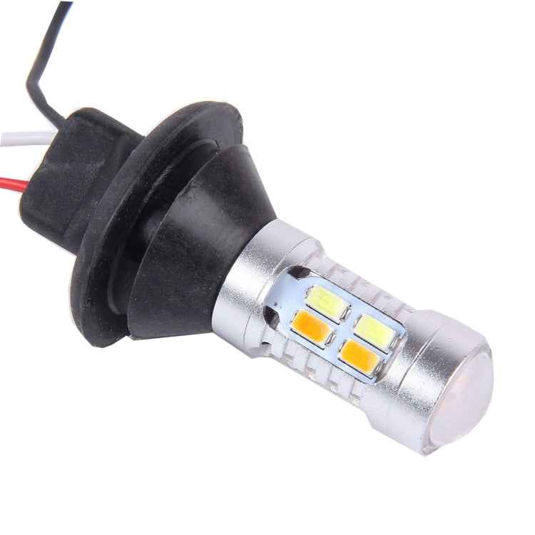 2 PCS 1156/BA15S/BAU15S 10W 1000LM 6000K White + Yellow Light DRL&Turn Light with 20 SMD-5730-LED Lamps,DC 12-24V