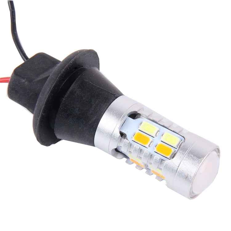 2 PCS T20/7440 10W 1000LM 6000K White + Yellow Light DRL&Turn Light with 20 SMD-5730-LED Lamps,DC 12-24V