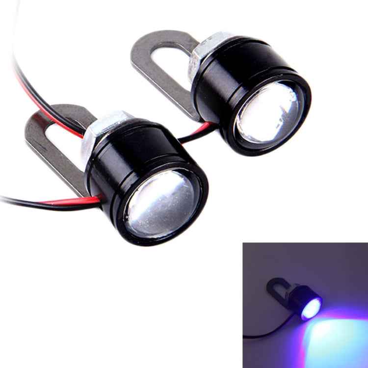 2 PCS 12V 3W Blue Light Eagle Eyes LED Strobe Light For Motorcycle ,Wire Length: 90cm