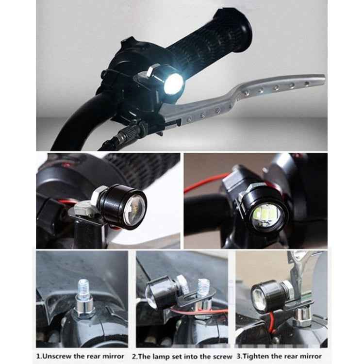 2 PCS 12V 3W Blue Light Eagle Eyes LED Strobe Light For Motorcycle ,Wire Length: 90cm