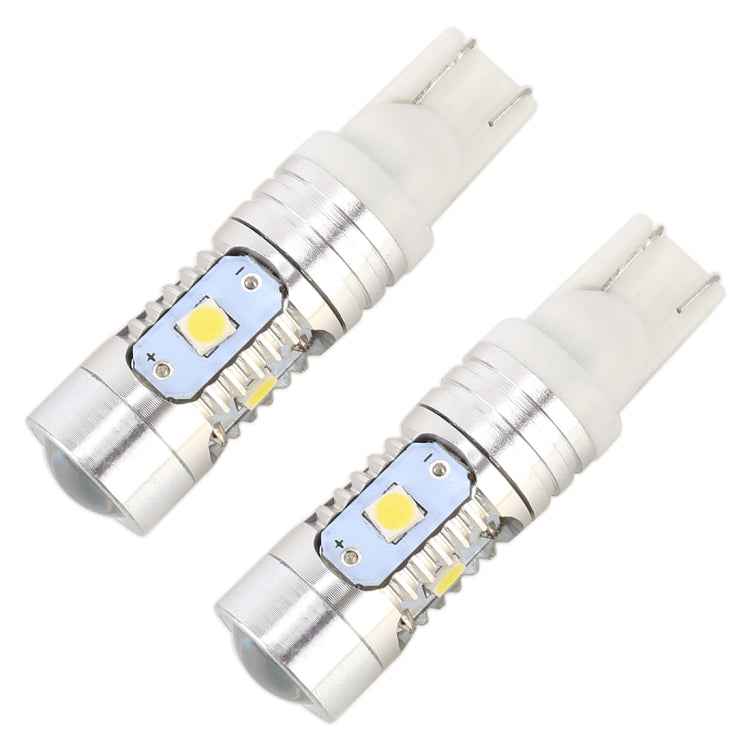2 PCS T10 / W5W / 168 / 194 DC12V / 4.5W / 6000K / 360LM 6LEDs SMD-3030 Car Clearance Light, with Projector Lens Light