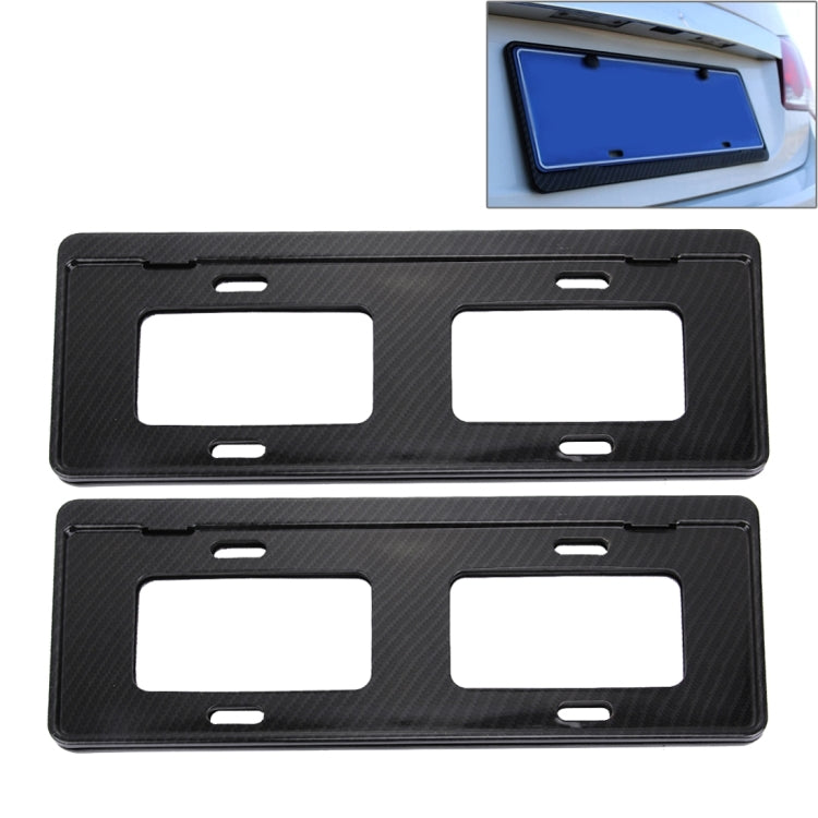 2 PCS Car License Plate Carbon Fiber Bracket Frame Holder Stand Mount(Black), Carbon Fiber