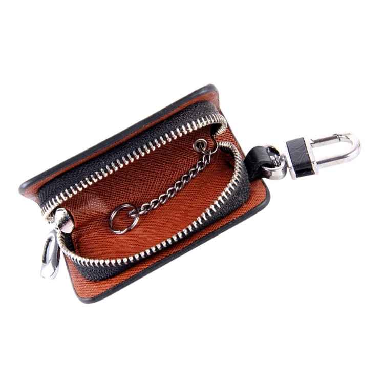 Universal Leather Roots Texture Waist Hanging Zipper Wallets Key Holder Bag (No Include Key)