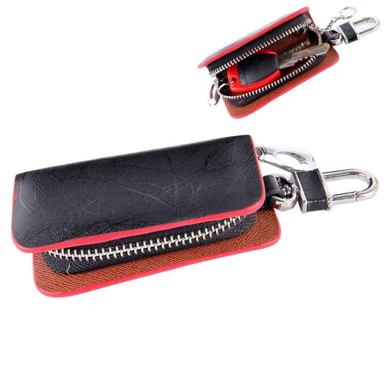 Universal Leather Roots Texture Waist Hanging Zipper Wallets Key Holder Bag (No Include Key)