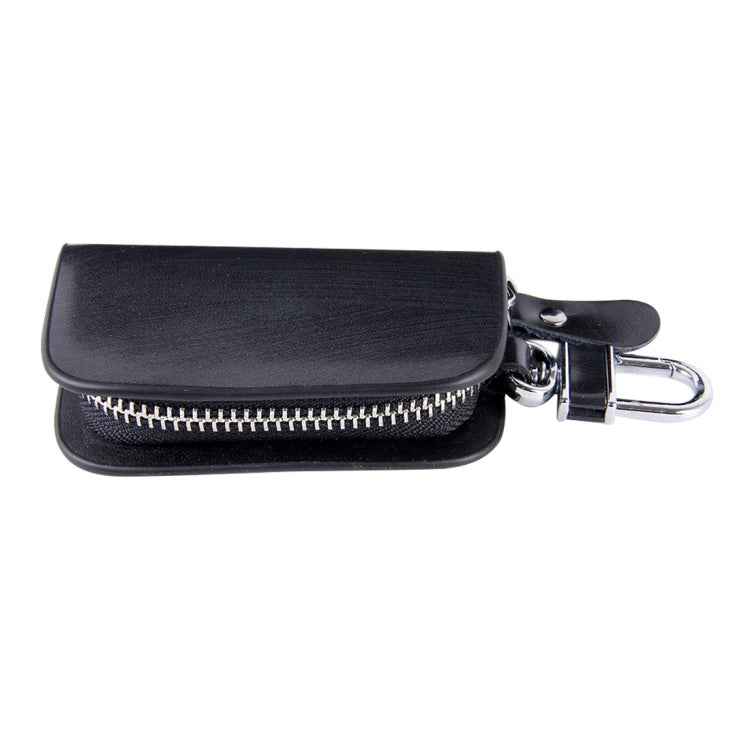 Universal Leather Wood Grain Texture Waist Hanging Zipper Wallets Key Holder Bag (No Include Key)