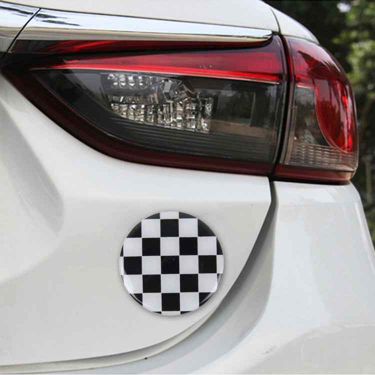 4 PCS White And Black Grid Metal Car Sticker Wheel Hub Caps Centre Cover Decoration