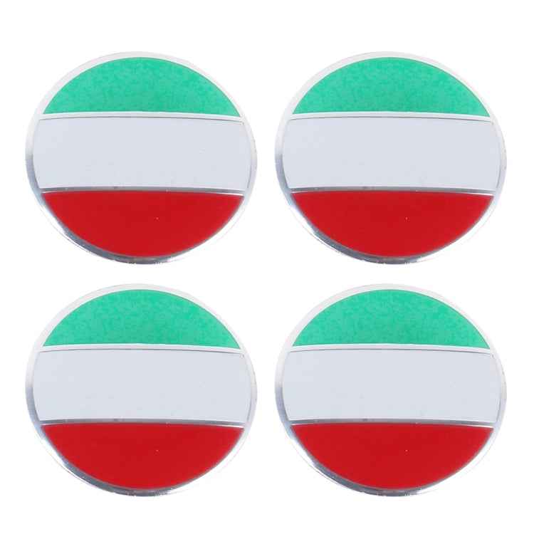 4 PCS Italy Flag Metal Car Sticker Wheel Hub Caps Centre Cover Decoration