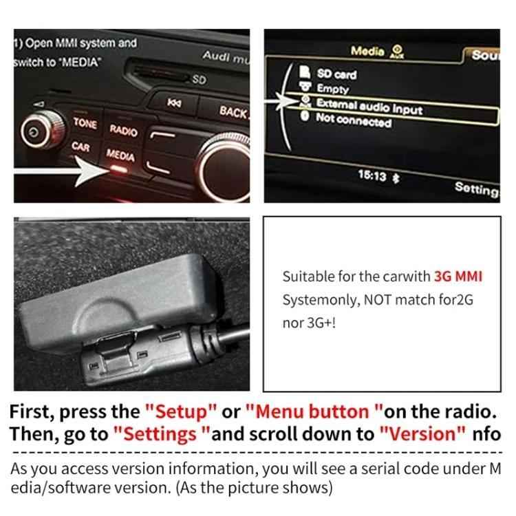 Car Wireless MMI 3G+ Bluetooth AUX Audio Cable Wiring Harness for Audi AMI / Volkswagen MDI