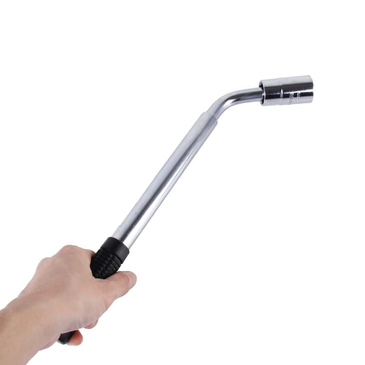Telescoping Wheel Lug Wrench with Reversible 17mm & 19mm, 21mm & 23mm Socket Adapters And Extended Nonslip Handle from 14.4 inch to 20.5 inch