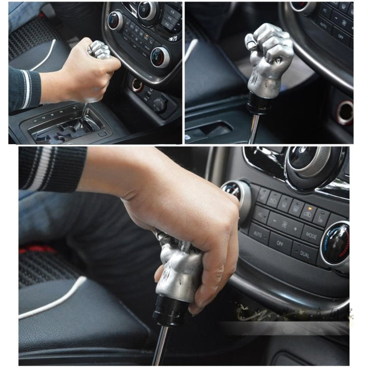Universal Fist Shape Aluminum Manual or Automatic Gear Shift Knob Compatible with Three Rubber Covers Fit for All Car, Gold