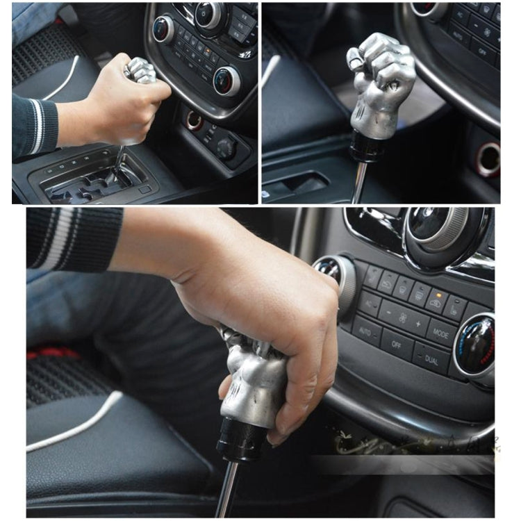 Universal Fist Shape Aluminum Manual or Automatic Gear Shift Knob Compatible with Three Rubber Covers Fit for All Car, Gold
