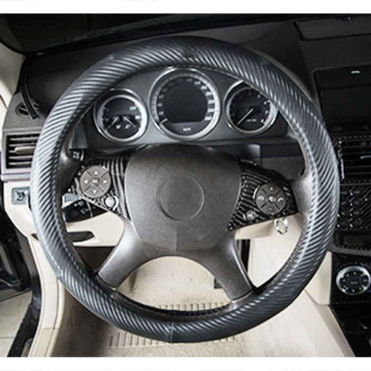 2 PCS Car Steering Wheel Button Carbon Fiber Decorative Sticker for Mercedes-Benz W204 2007-2010
