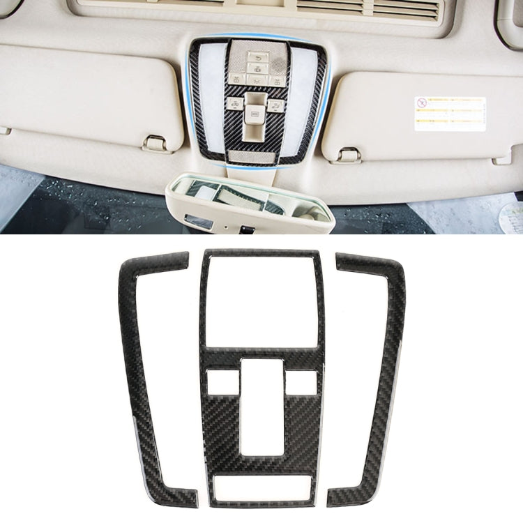 3 pegatinas decorativas de fibra de carbono para el panel de luz de techo delantero de coche, para Mercedes-Benz W204 (2007-2013).