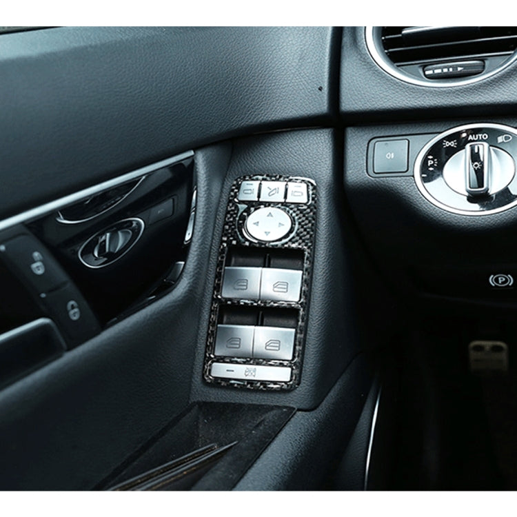 4 PCS Car Window Lift Panel Carbon Fiber Decorative Sticker for Mercedes-Benz W204 2007-2010, Window Lift Panel
