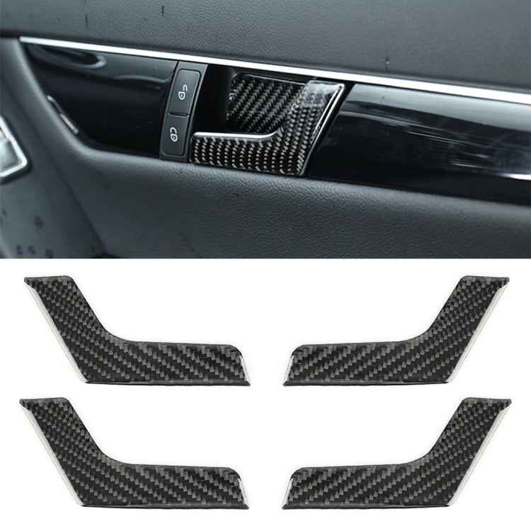4 PCS Car Door Inner Handle Panel Carbon Fiber Decorative Sticker for Mercedes-Benz W204 2007-2013