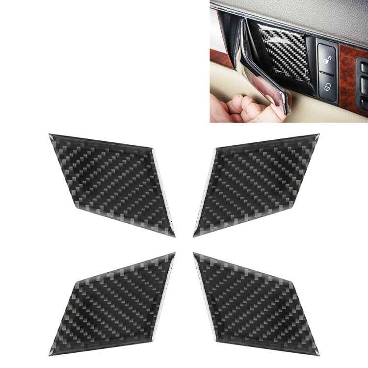 4 PCS Car Door Inner Handle Wrist Panel Carbon Fiber Decorative Sticker for Mercedes-Benz W204 2007-2013