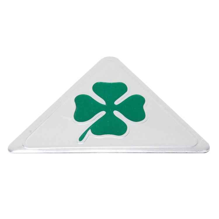 Four Leaf Clover Herb Luck Symbol Aluminum Slim Triangle Badge Emblem Labeling Sticker Styling Car Dashboard Decoration