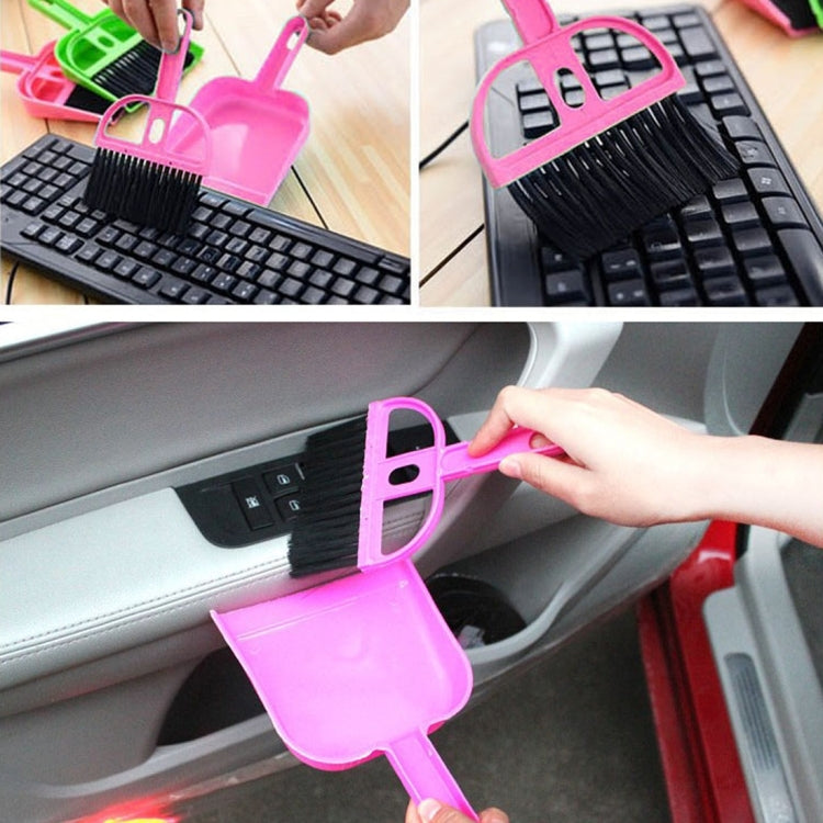 Mini Desktop Car Keyboard Sweep Cleaning Brush Small Broom Dustpan Set, 1 Set (Magenta), 1 Set (Green), 1 Set (Blue)