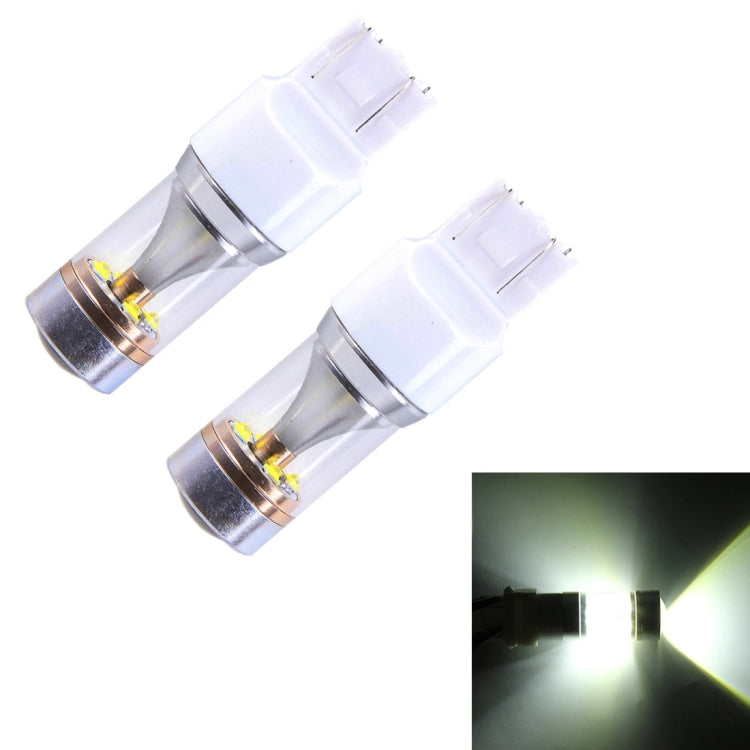 2 PCS T20/7443 350 LM 6000K Dual Wires 30W White Light 6 LED CREE Canbus Car Brake Light Bulb, DC 12V, T20