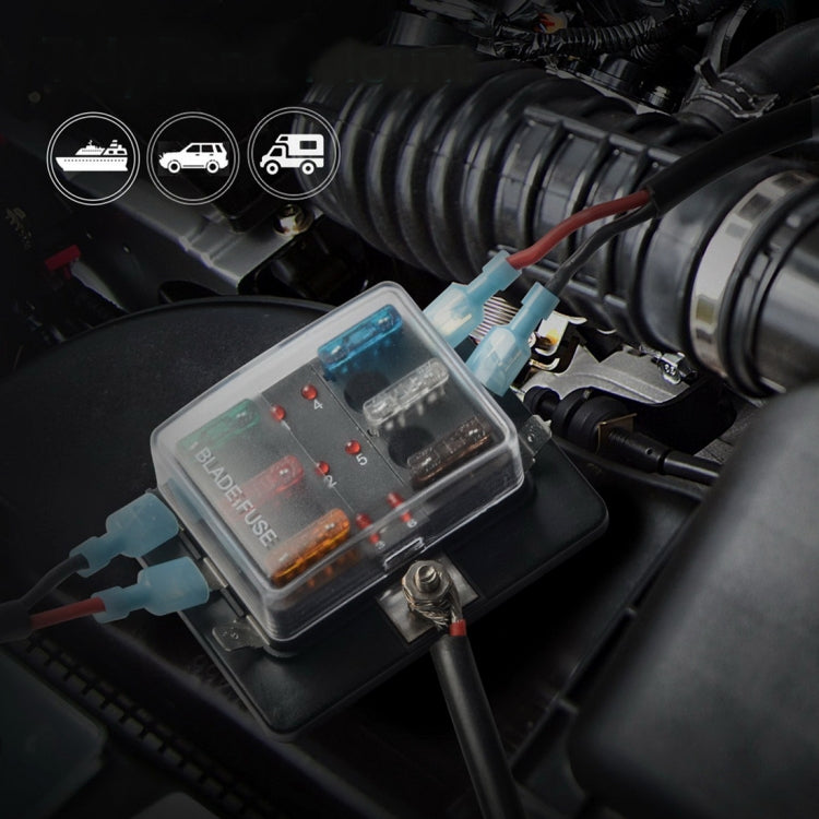 Universal 6 Way Fuse Box Block Fuse Holder Box Car Vehicle Circuit Automotive Blade Tool 6 Way Fuse Block, DC 10V-32V, 6 Way Fuse Box