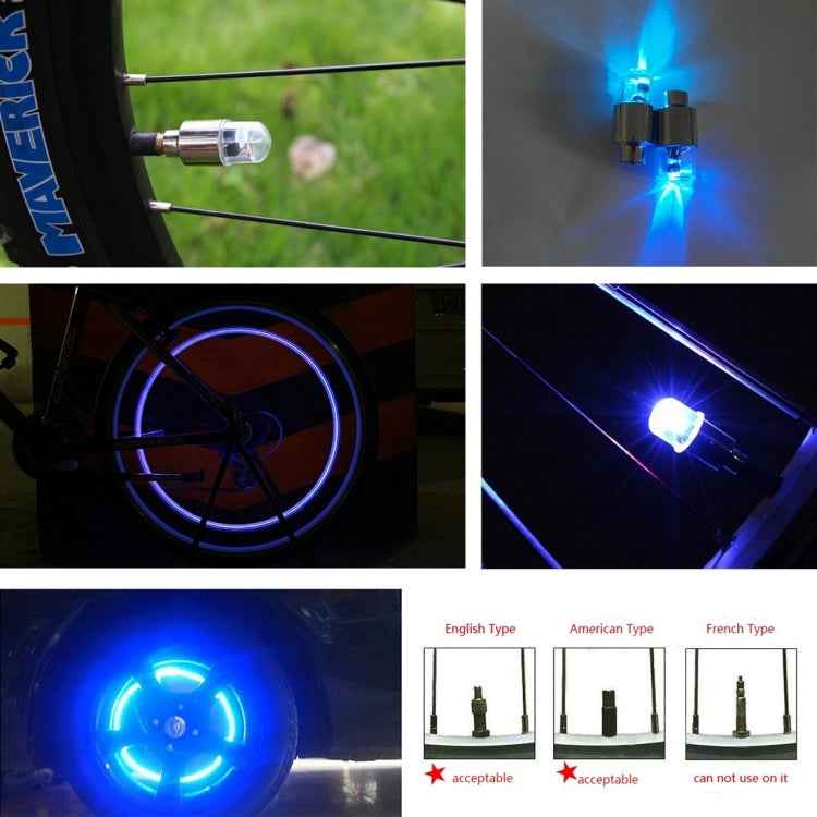 2 PCS Valve Cap Light Wheel Tyre Lamp With Battery for Car / Motorbike / Bike