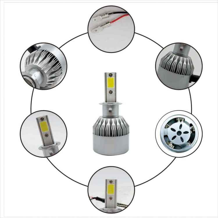 2pcs H3 18W 1800LM 6000K Waterproof IP68 Car Auto LED Headlight with 2 COB LED Lamps, DC 9-36V