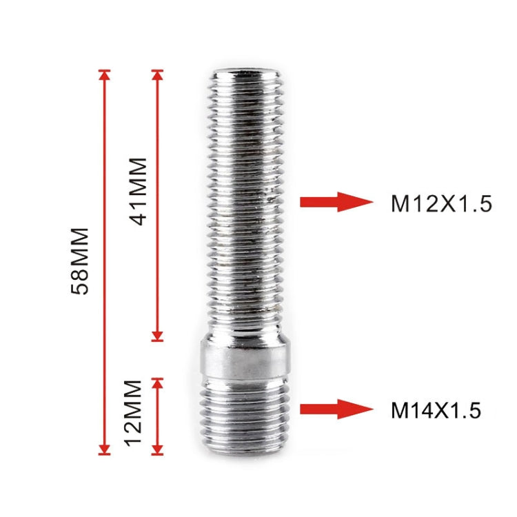 20 PCS 5.8cm Universal Car Modification Extended Wheels Stud Conversion M14x1.5 to M12x1.5 Screw Adapter LN032 LN033 LN044, 5.8cm M14x1.5 to M12x1.5