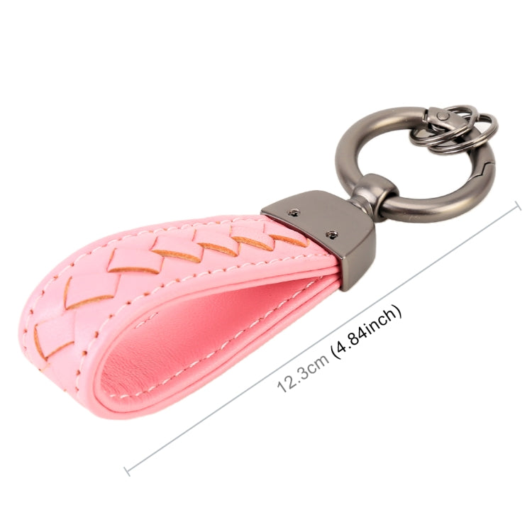 Car Metal + Braided Leather Key Ring Keychain