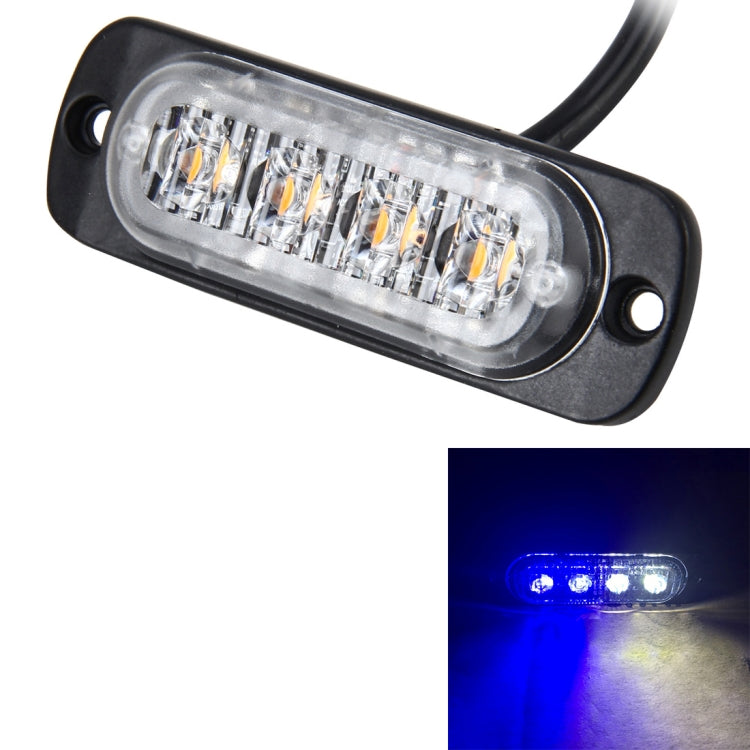 DC 12V-24V 2W 4LEDs SMD-2835 Lamps 17 Flash Patterns 3 Lines Car Flash Lamp Waterproof Car Truck Emergency Strobe Flash Warning Light, Cable Length: 90cm, 4LEDs