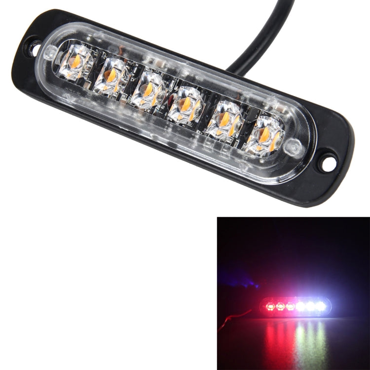 DC 12V-24V 2W 6LEDs SMD-2835 Lamps 17 Flash Patterns 3 Lines Car Flash Lamp Waterproof Car Truck Emergency Strobe Flash Warning Light, Cable Length: 90cm, 6LEDs