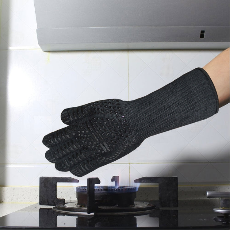 Silicone Cotton Microwave Kitchen Cooking Protective Gloves, High Temperature Resistance: 500 Degree C, Length: 32cm, Deyan Red Stripe, Deyan