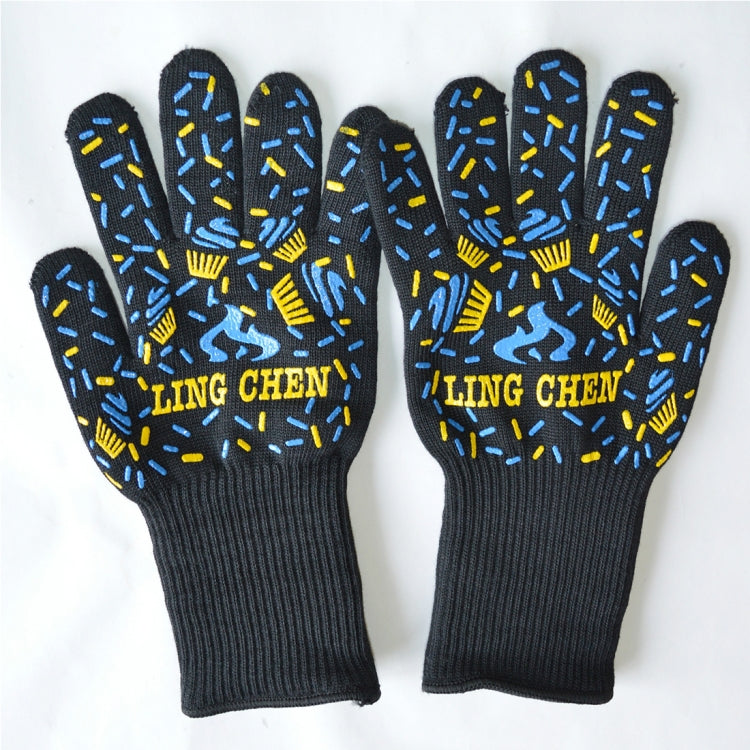 Silicone Cotton Microwave Kitchen Cooking Protective Gloves, High Temperature Resistance: 500 Degree C, Length: 32cm, Deyan Red Stripe, Deyan