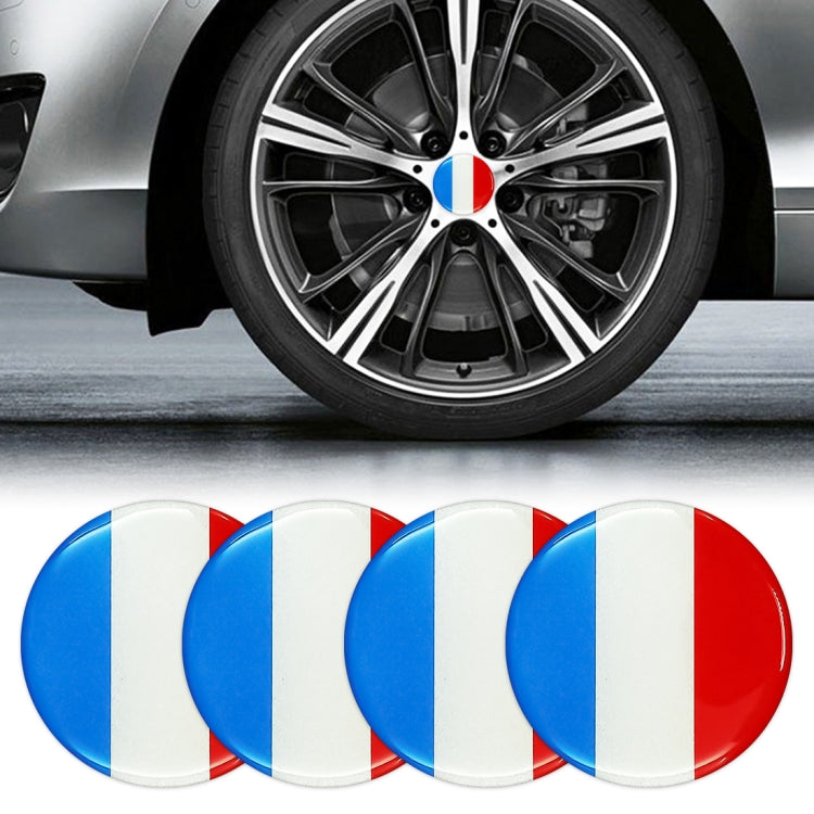 4 PCS Car-Styling France Flag Pattern Metal Wheel Hub Decorative Sticker, Diameter: 5.8cm, France Flag