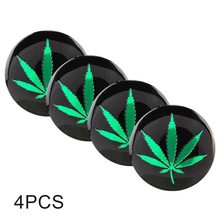 4 PCS Car-Styling Green Leaves Pattern Metal Wheel Hub Decorative Sticker, Diameter: 5.8cm