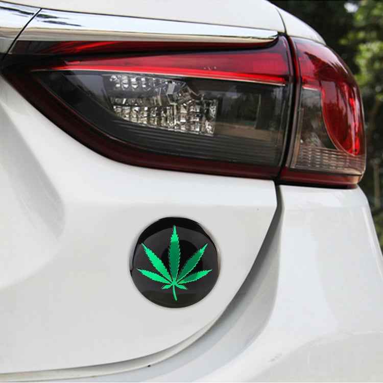 4 PCS Car-Styling Green Leaves Pattern Metal Wheel Hub Decorative Sticker, Diameter: 5.8cm