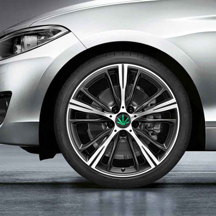 4 PCS Car-Styling Green Leaves Pattern Metal Wheel Hub Decorative Sticker, Diameter: 5.8cm