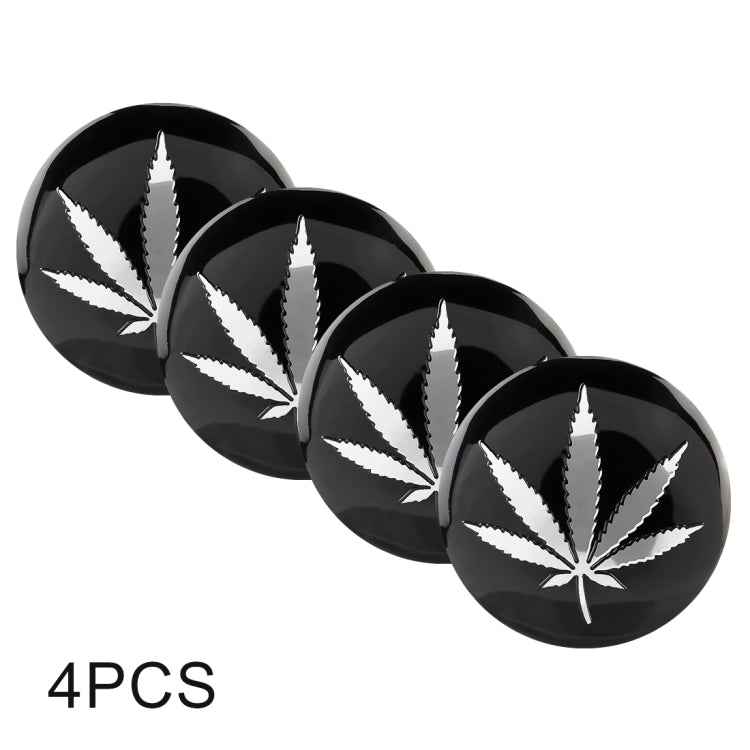 4 PCS Car-Styling Silver Leaves Pattern Metal Wheel Hub Decorative Sticker, Diameter: 5.8cm