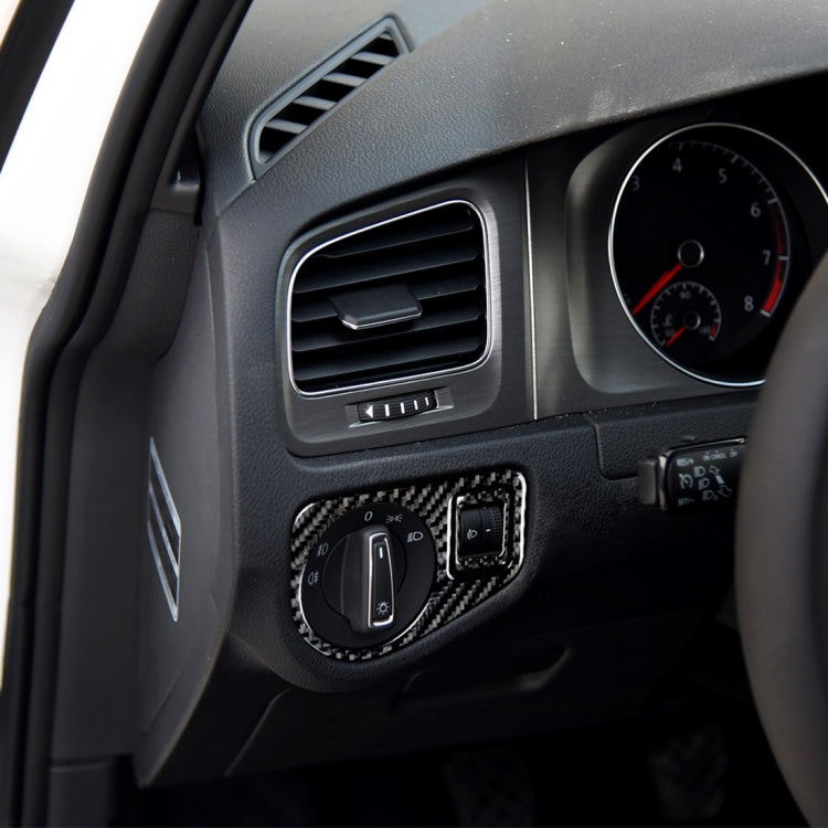Car Carbon Fiber Headlight Switch Panel Decorative Sticker for Volkswagen Golf 7 2013-2017, Left Drive