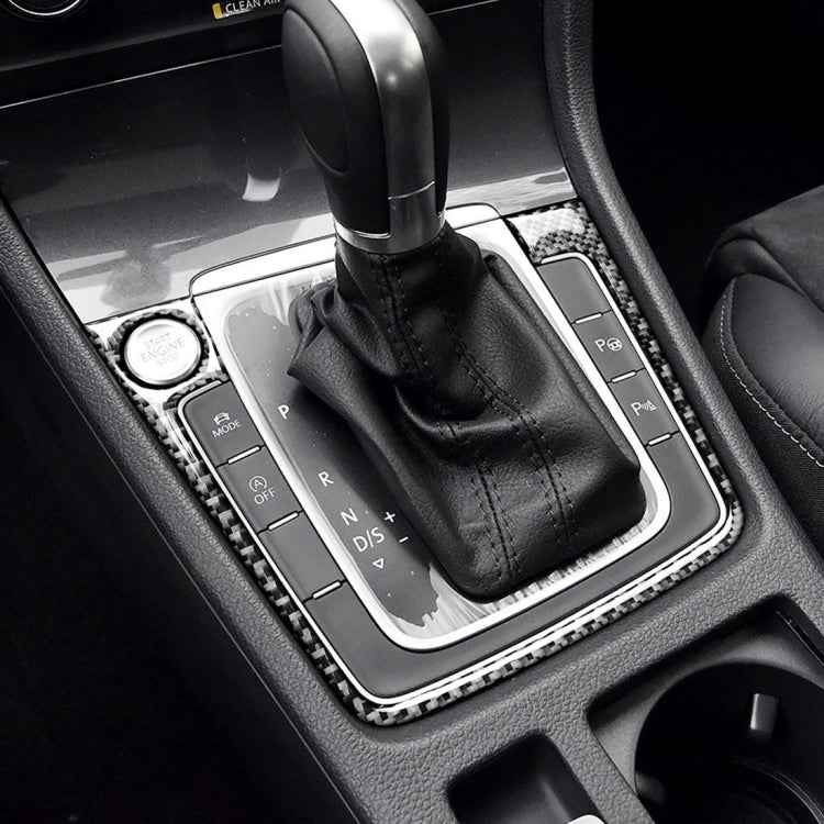 Car Carbon Fiber Gear Position Panel Frame Decorative Sticker for Volkswagen Golf 7 2013-2017, with Hole and Start and Stop, Left Drive