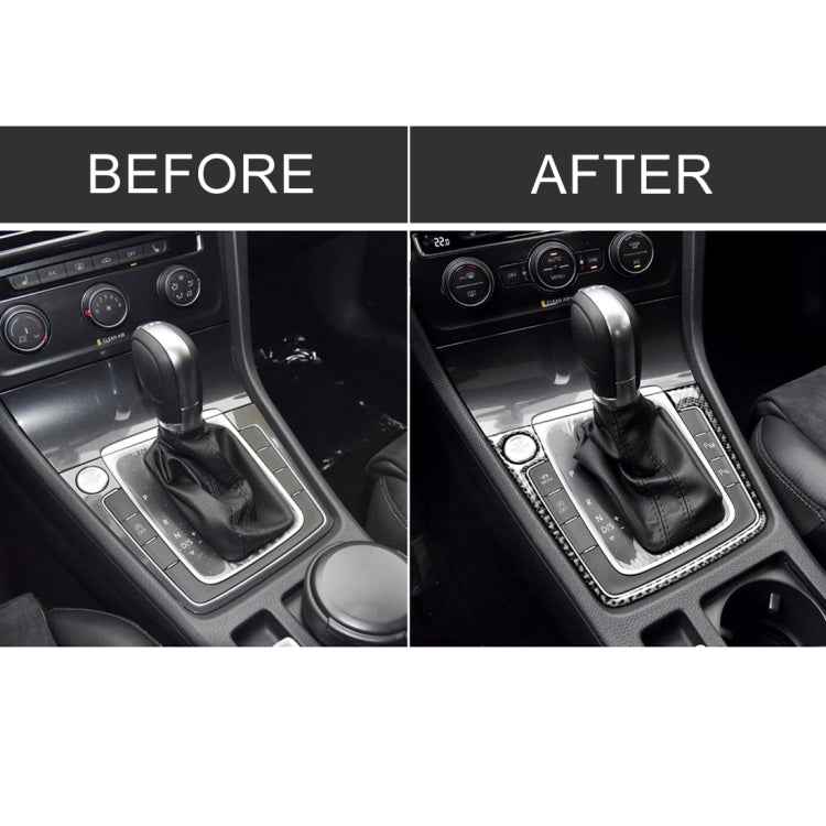 Car Carbon Fiber Gear Position Panel Frame Decorative Sticker for Volkswagen Golf 7 2013-2017, with Hole and Start and Stop, Left Drive