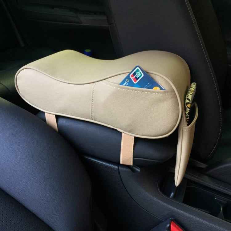 Universal Car PU Leather and Memory Foam Wrapped Armrest Box Car Armrest Box Mat with Phone Holder Storage Bag & Card Slot, with Card Slot (Beige), with Card Slot (Brown), with Card Slot (Black)