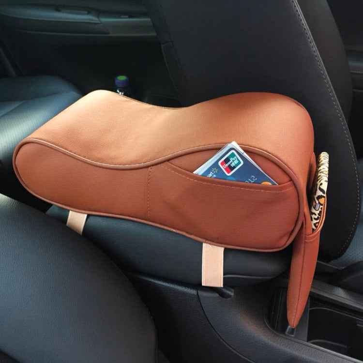 Universal Car PU Leather and Memory Foam Wrapped Armrest Box Car Armrest Box Mat with Phone Holder Storage Bag & Card Slot, with Card Slot (Beige), with Card Slot (Brown), with Card Slot (Black)