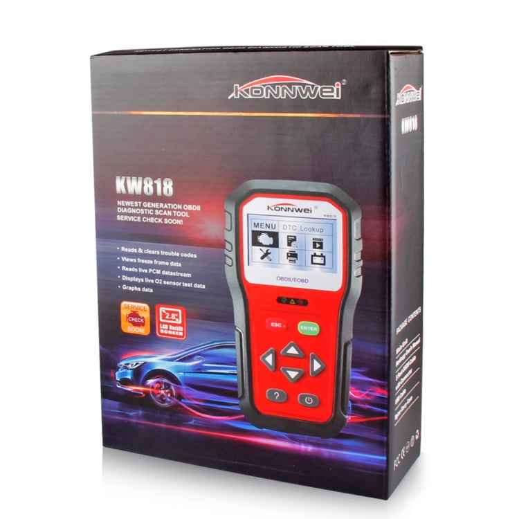 KONNWEI KW818 EOBD / OBDII Car Auto Diagnostic Scan Tools CAN Code Reader Scanner (Only for 12V Gasoline Car)