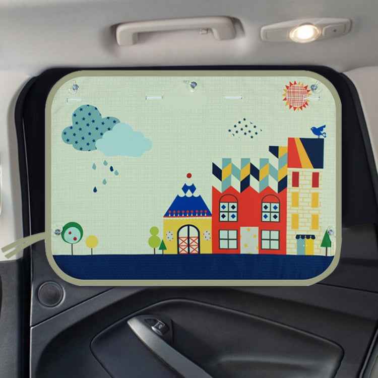 Car Large Rear Window Sunscreen Insulation Window Sunshade Cover, Size: 70*50cm, Mustache, Rocket, Little Pirate, Small Cloud, Camping, Happy Time, Pink Bus, Happy School Bus, Magic World, Moon Baby, Waterpark, House