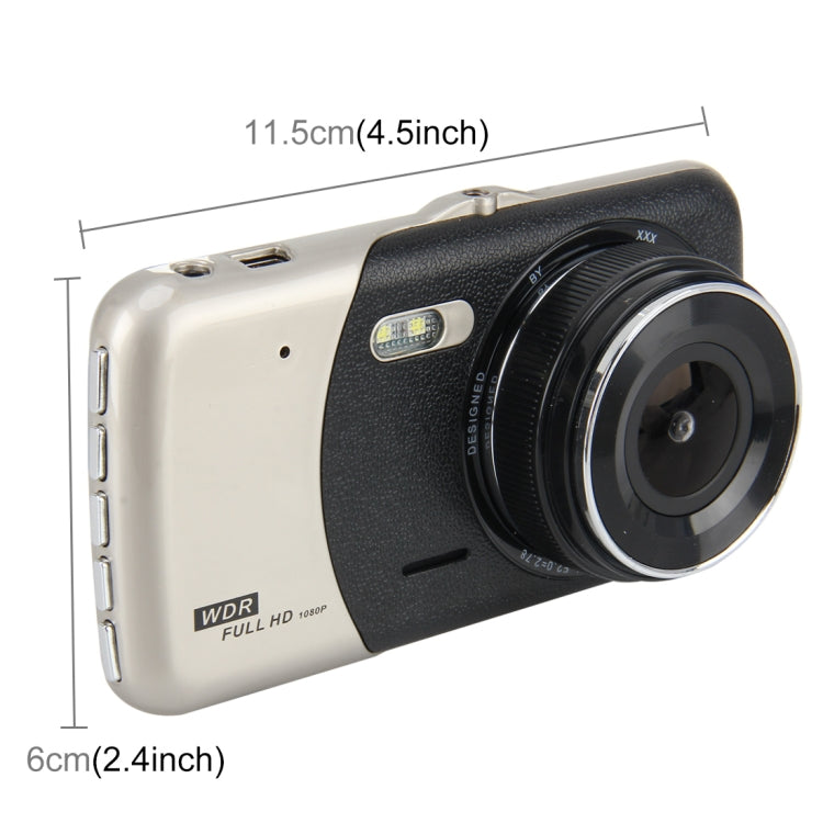 4 inch HD Video Recording HD Display Car Recorder with Separate F2.0 Camera, 12MP 170 Degrees Wide-angle/ Rear View Loop Recording/ G-Sensor Recording/ WDR Full HD/ Front Camera 1080P/ Rear Camera 720P/ Support 32G TF Card