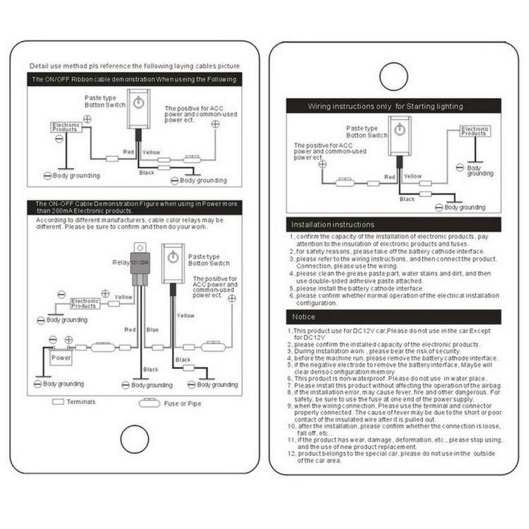Jtron Car DIY Switch Paste Type Button Switch Paste Type Button Switch Double Sided with Adhesive Tape OFF/ON DC 12V/200mA, Button 4